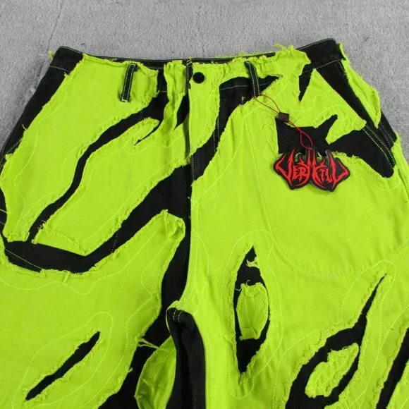 Cool Shirtz Portal Reversible Jeans Size 36 Neon Black Reversible Baggy Heavy - Picture 3 of 15